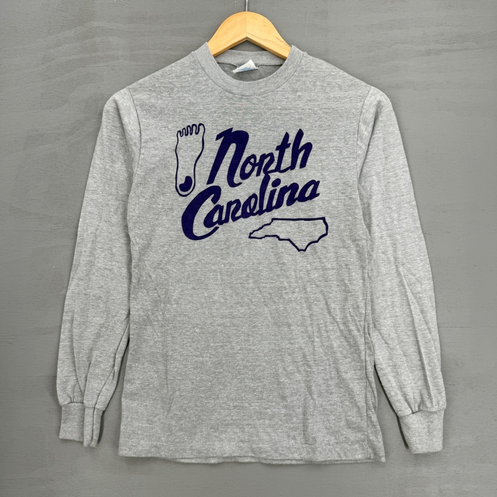 70s True Vintage Carolina Pacific Long Sleeve Shirt Gray North Carolina Small